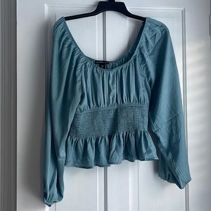 Blue Peasant Long Sleeve Top